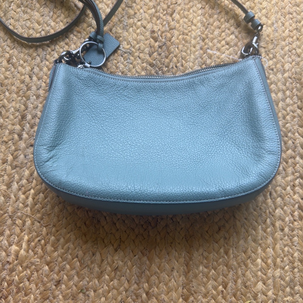 Coach Sutton Pebbled Leather Crossbody Bag Hobo Dusty Blue Gunmetal 52548 - Picture 5 of 10